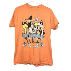 Vintage Looney Tunes Love Tribe Short Sleeve Cotton Graphic T-Shirt Orange Small